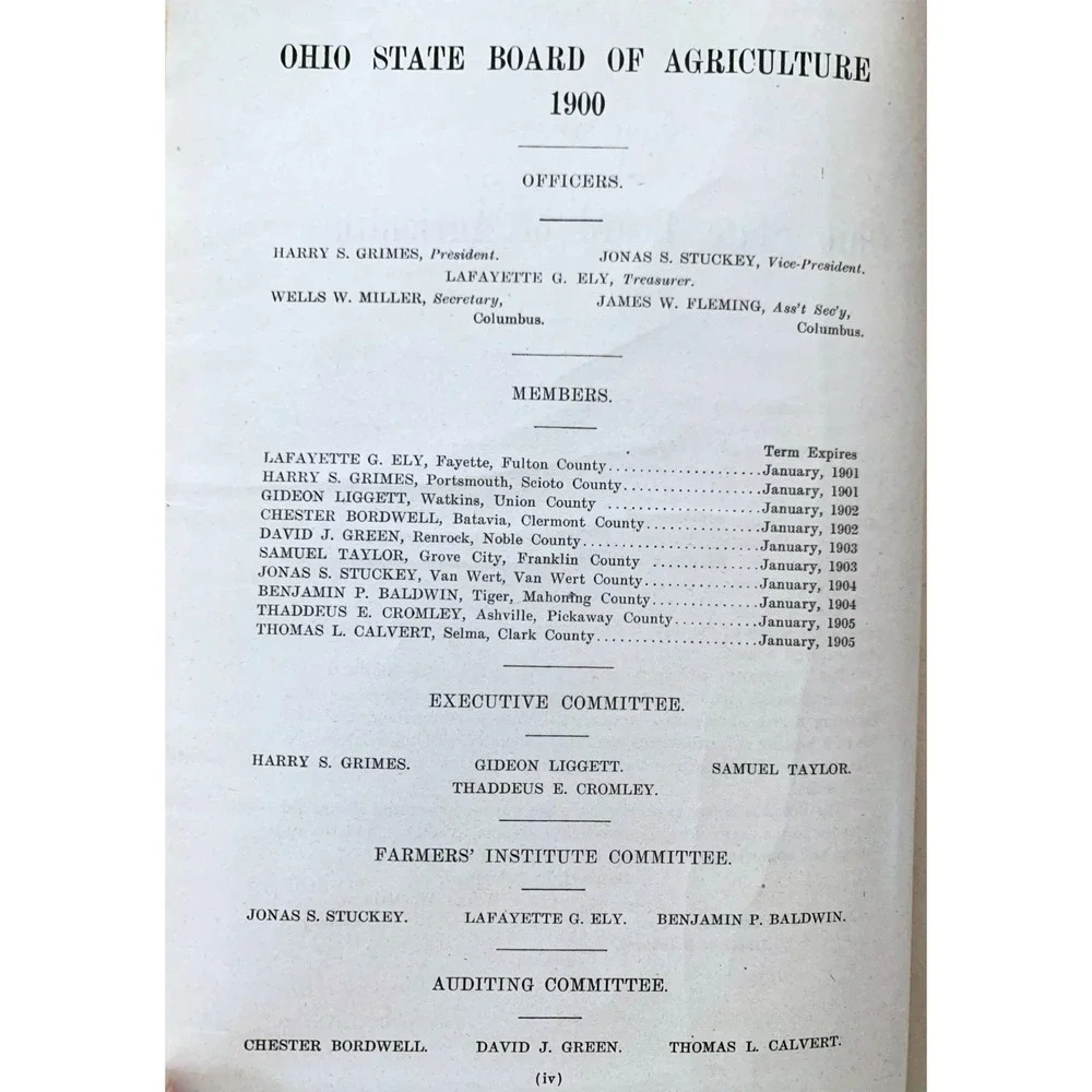 OHIO 1900 Antique Book Annual Report Ohio State Board of Agriculture / Livestock